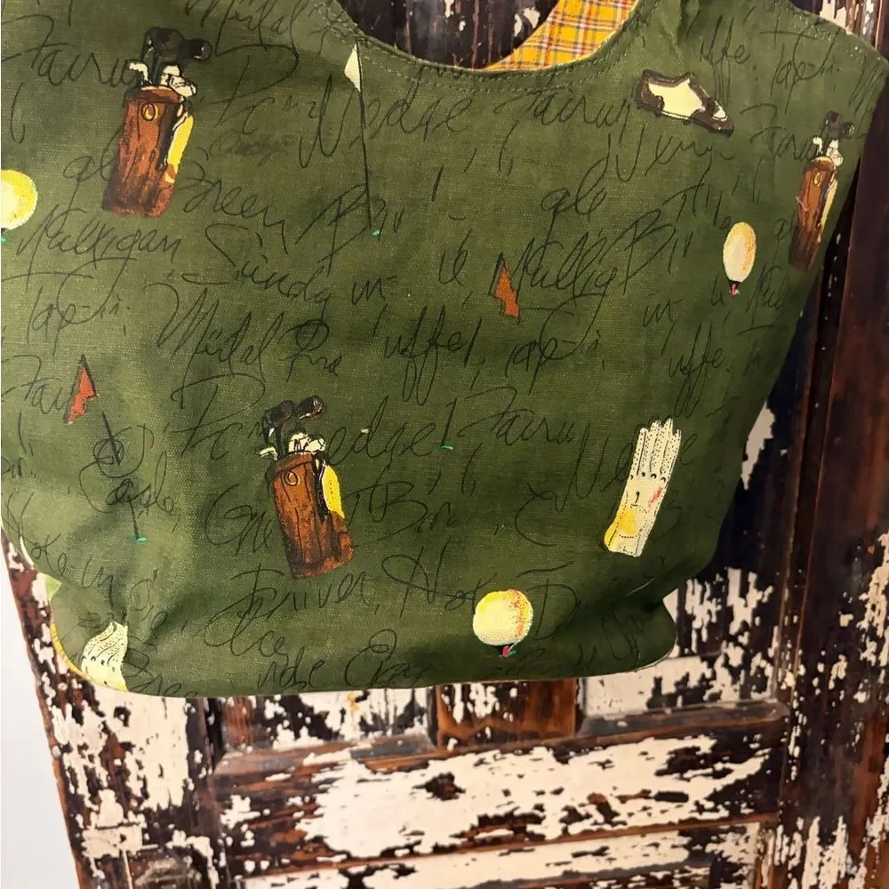 Anne Ormsby canvas 90’s Green Golf-Themed Tote Bag - Picture 7 of 15